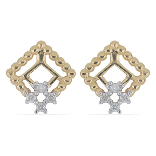 BUY STERLING SILVER GOLD PLATED REAL DIAMOND DOUBLE CUT GEMSTONE EARRINGS